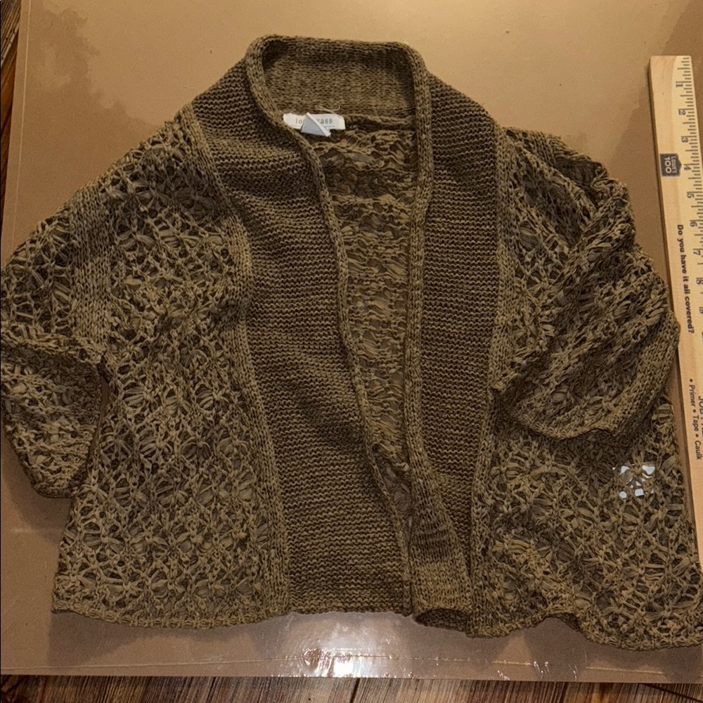 Joan Vass pretty Women's Soft Olive Green Knit Sweater Sz Small
